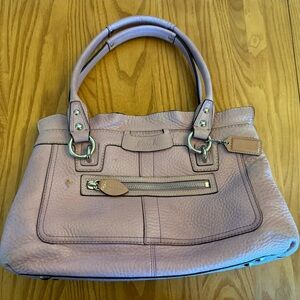 Coach lavender leather top handle bag